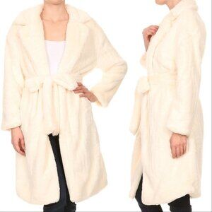 Long Teddy Coat - Cream